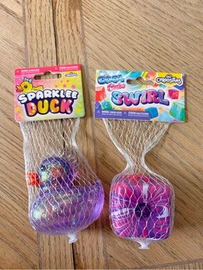 Orb Curiosities Sparklee Duck Purple & Cool Cube Swirl Squishies Purple Pink NEW